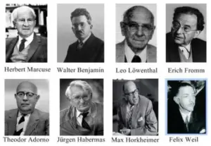 Escola de Frankfurt, 1924, Sec. XX, criada pelos filósofos ligados às teorias marxistas: Max Horkheimer, Theodor Adorno e Friederich Pollock.