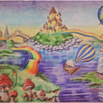 Rosangela Vig - O Mundo é uma cópia do mundo das idéias, Série Mundos Imaginários e Balões - Lápis de cor sobre papel 100x100 2025