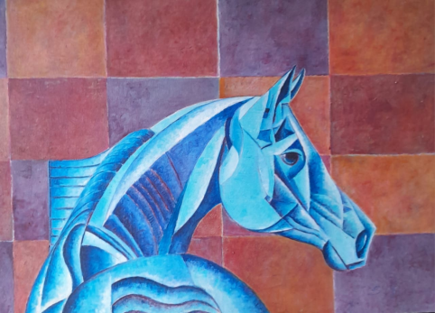 S. Ramos – CABEÇA DE CAVALO EM AZUL-OST-50x70cm