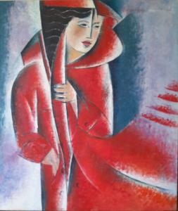 S. Ramos - MULHER COM SOBRETUDO VERMELHO-OST-60x70cm