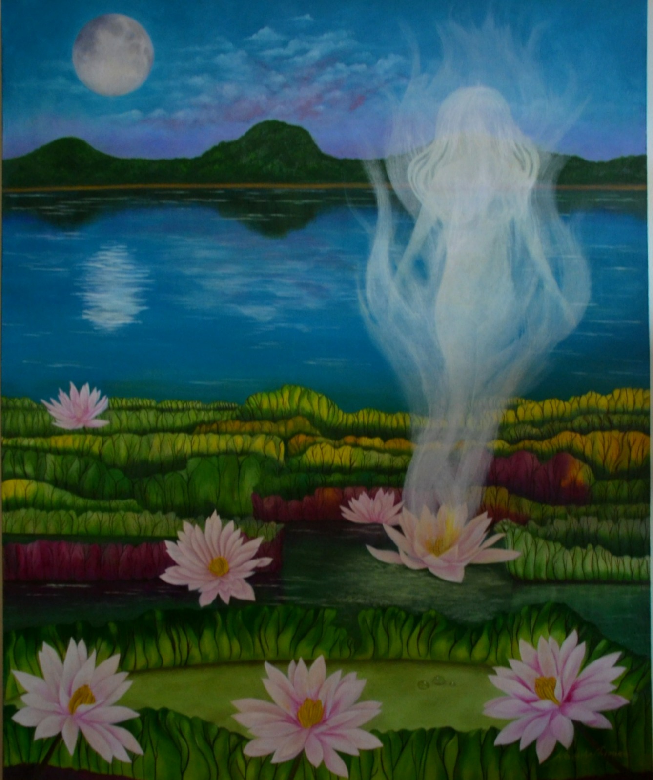 Kazueh Shizuru - Lenda da Vitória Régia Óleo Sobre Painel - 110cm X 90cm - 2016