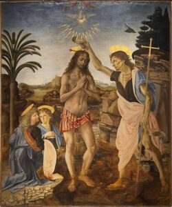 Batismo de Cristo por Andrea del Verrocchio e Leonardo da Vinci - https://en.wikipedia.org/wiki/The_Baptism_of_Christ_(Verrocchio_and_Leonardo) - CC BY-SA 4.0
