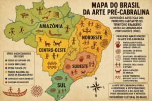 Mapa com a localização da Arte Pré-cabralina