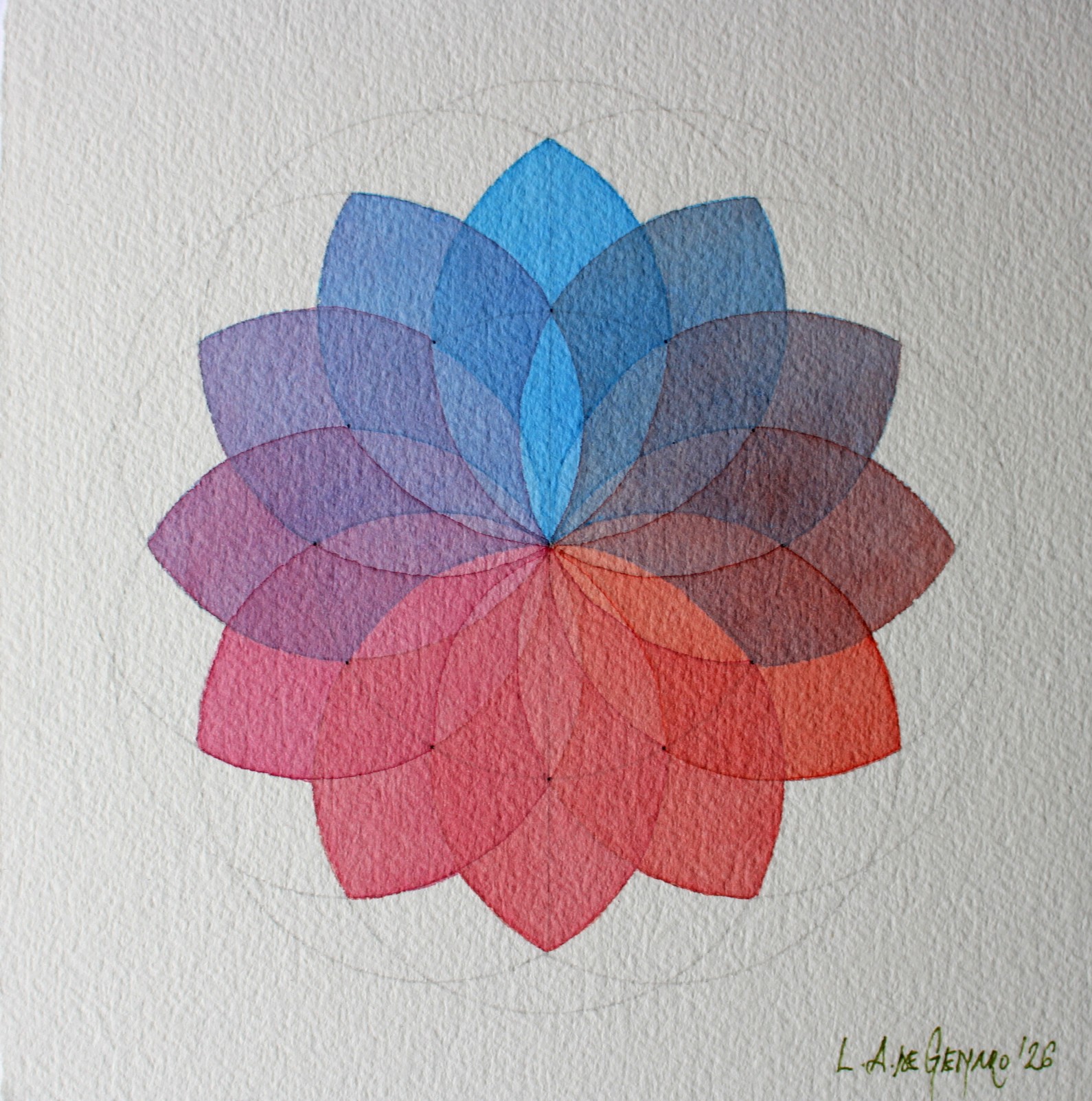 Produção de Aquarelas de pequeno formato de Luiz Alberto de Genaro, dedicada ao tema das "Rosáceas". - Imagem 16