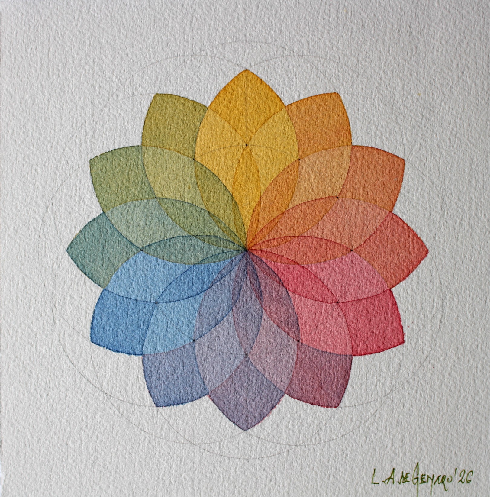 Produção de Aquarelas de pequeno formato de Luiz Alberto de Genaro, dedicada ao tema das "Rosáceas". - Imagem 13