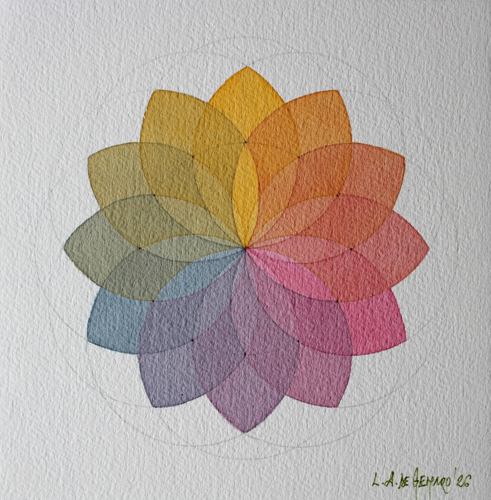 Produção de Aquarelas de pequeno formato de Luiz Alberto de Genaro, dedicada ao tema das "Rosáceas". - Imagem 12