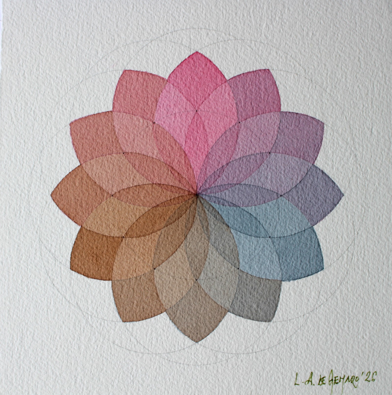 Produção de Aquarelas de pequeno formato de Luiz Alberto de Genaro, dedicada ao tema das "Rosáceas". - Imagem 15