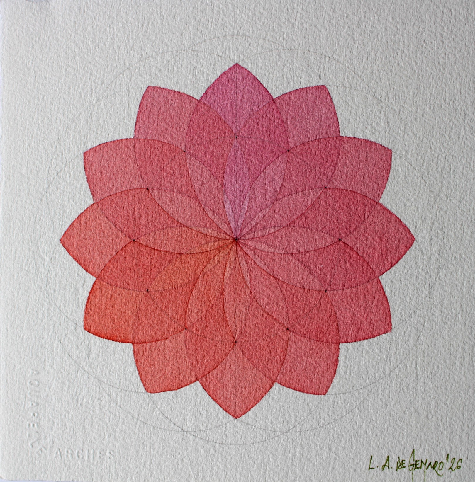 Produção de Aquarelas de pequeno formato de Luiz Alberto de Genaro, dedicada ao tema das "Rosáceas". - Imagem 14