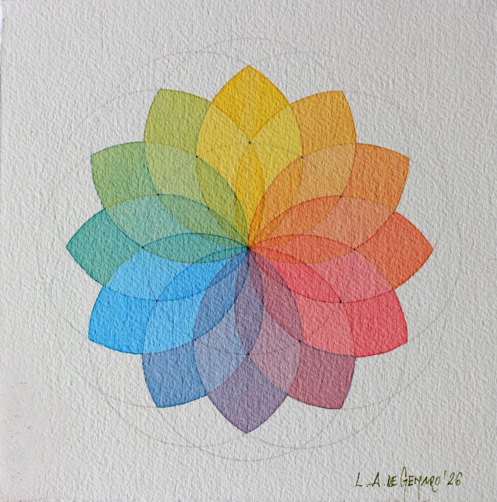 Produção de Aquarelas de pequeno formato de Luiz Alberto de Genaro, dedicada ao tema das "Rosáceas". - Imagem 3