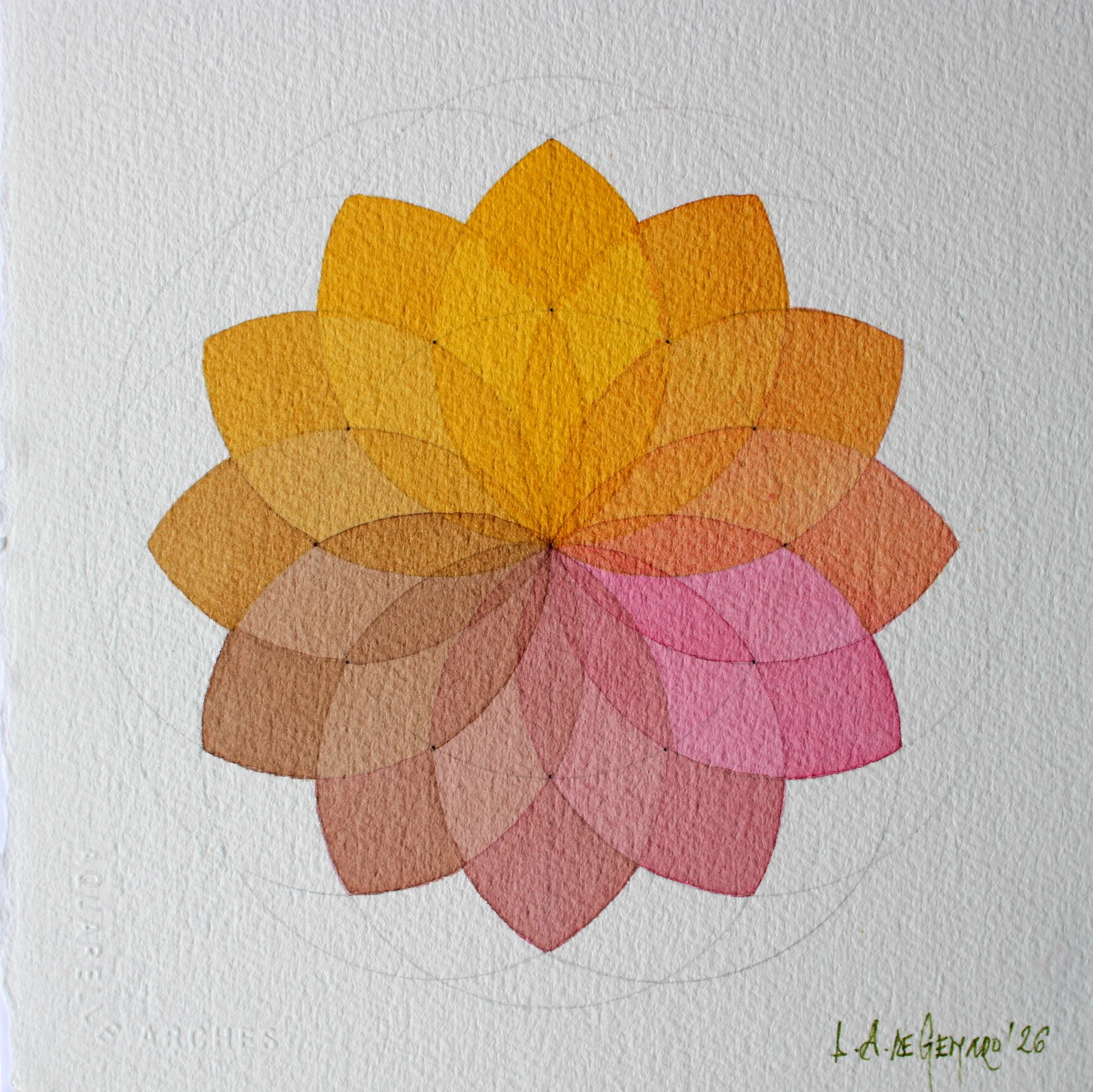 Produção de Aquarelas de pequeno formato de Luiz Alberto de Genaro, dedicada ao tema das "Rosáceas". - Imagem 8